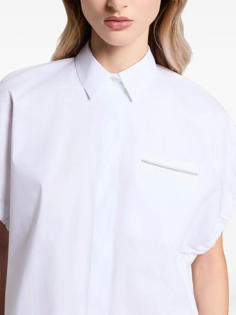 Peserico Blouse met ruches en zak Wit