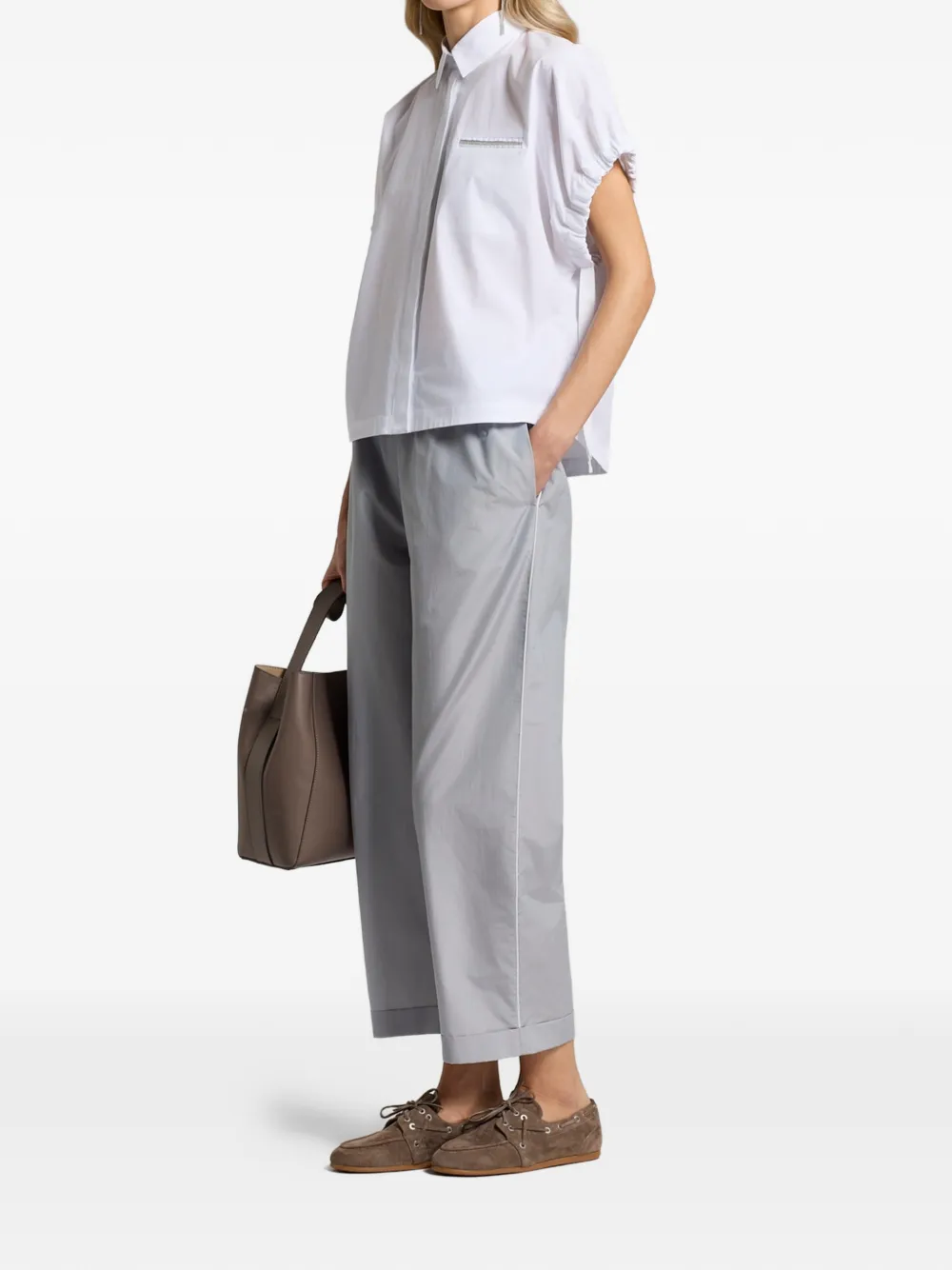 Peserico Blouse met ruches en zak Wit