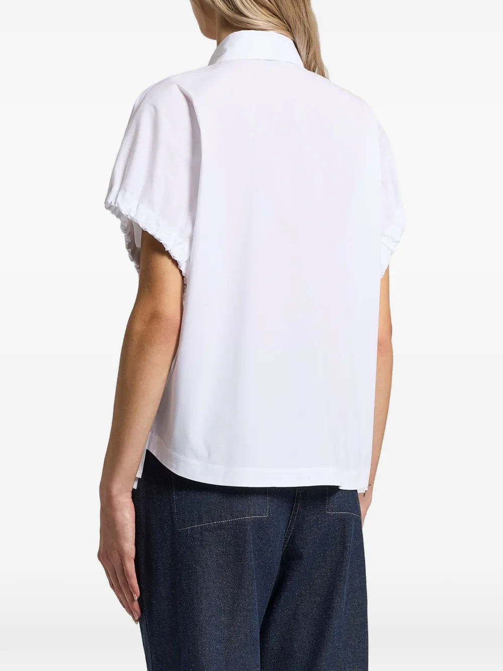 Peserico Blouse met ruches en zak Wit