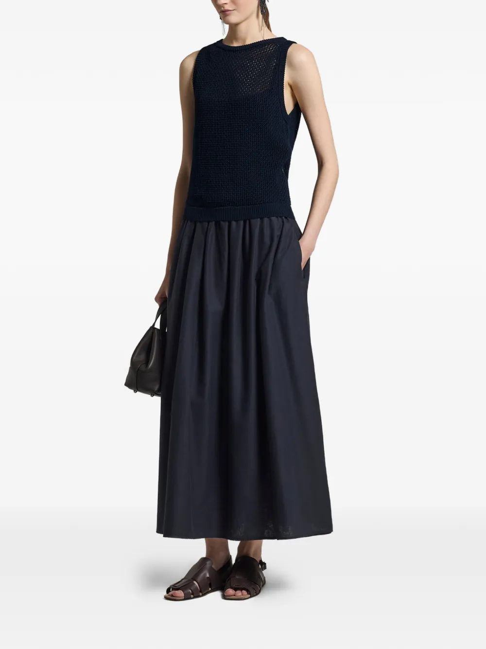 Peserico Opengebreide mouwloze maxi-jurk Blauw