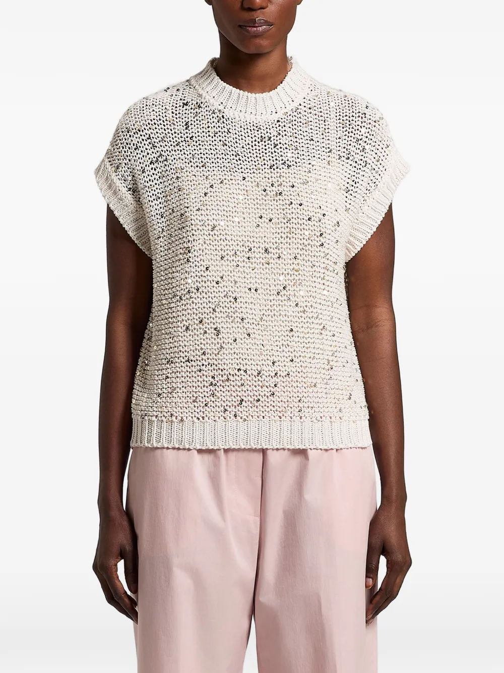 Peserico sequined knitted top - Toni neutri
