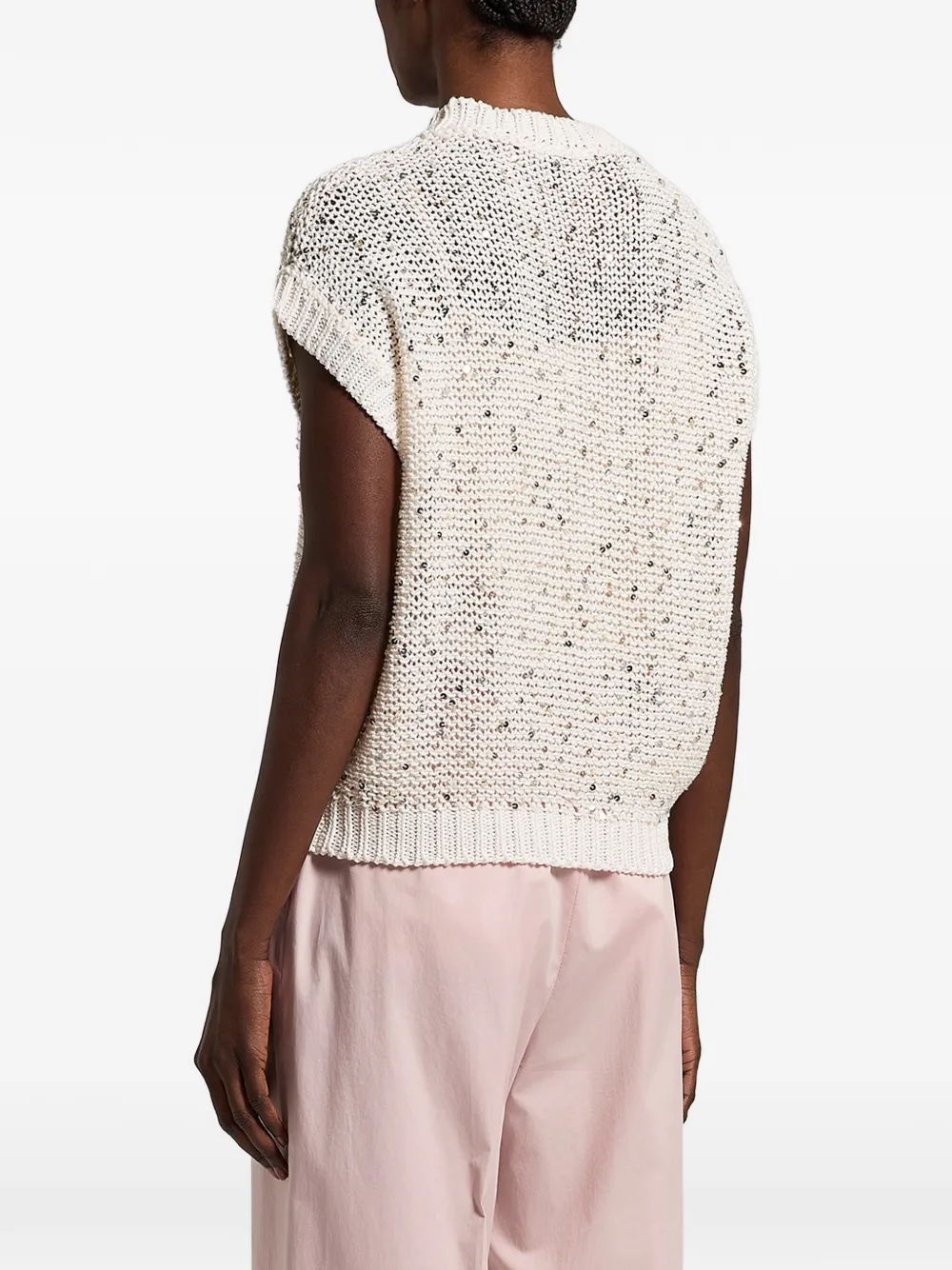  Peserico Sequined Knitted Top - Neutrals 