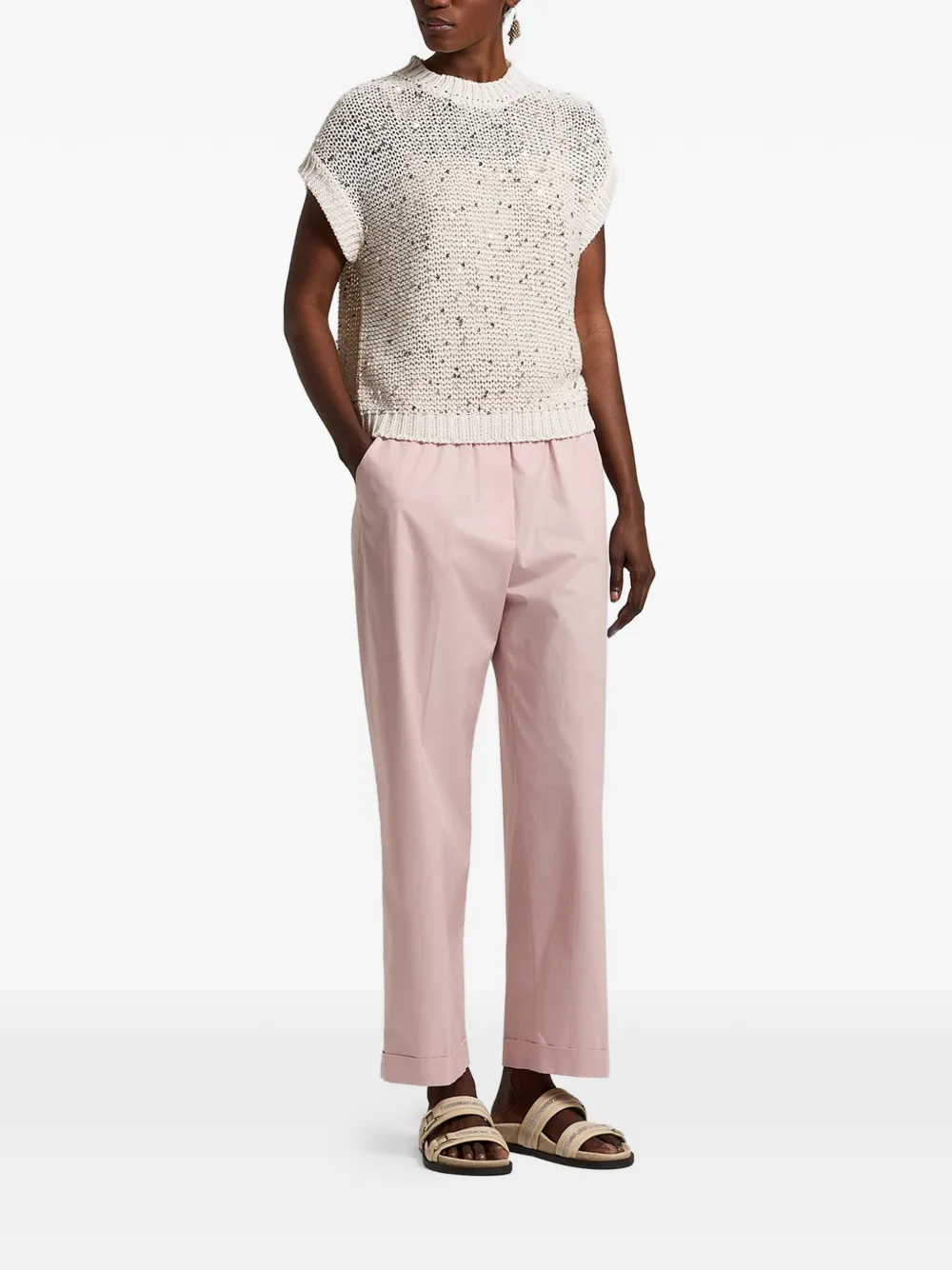 Peserico Sequined Knitted Top - Neutrals 