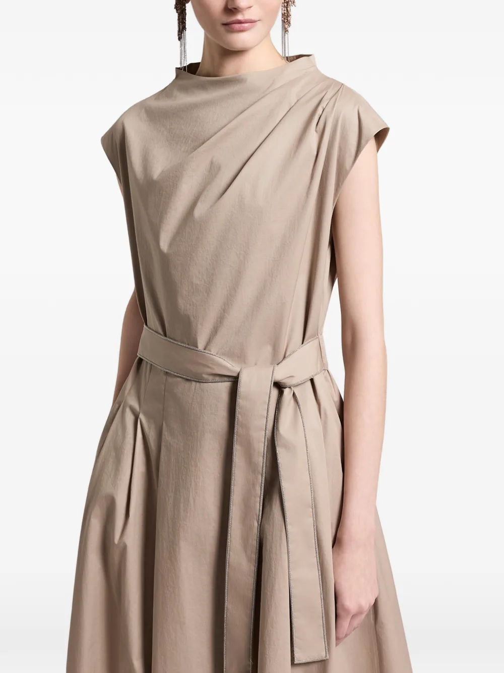 Peserico Midi-jurk met ceintuur Beige