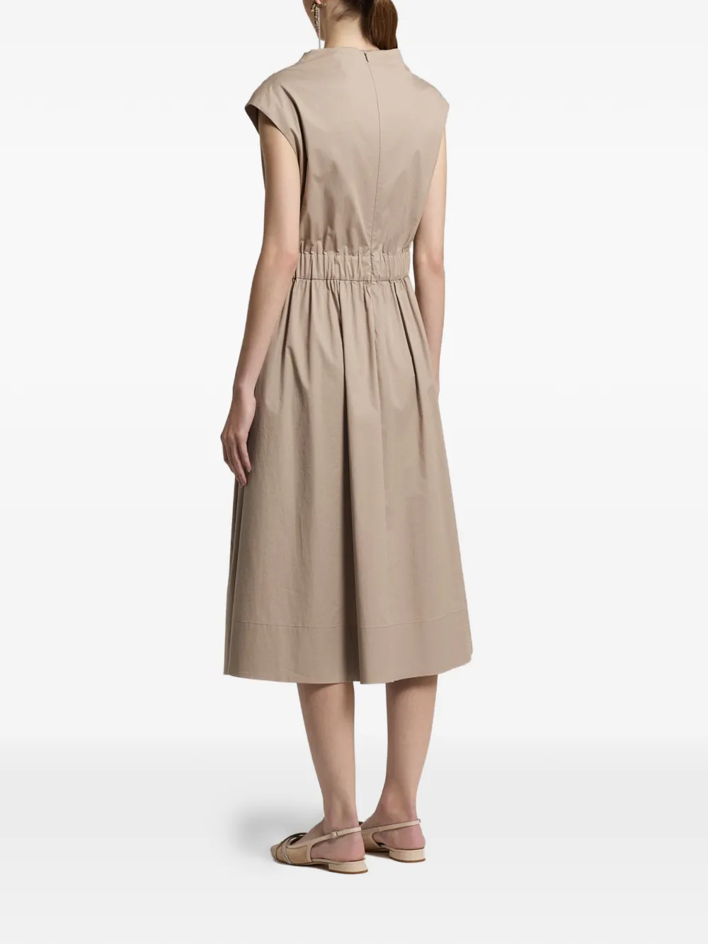 Peserico Midi-jurk met ceintuur Beige