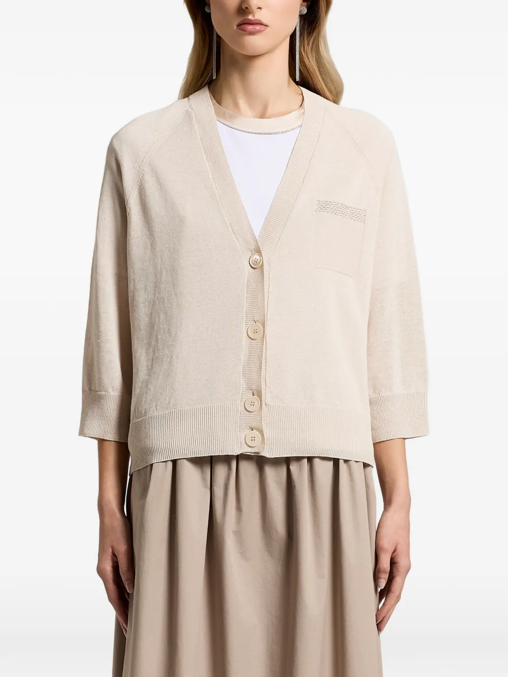 Button Raglan Sleeve Cardigan