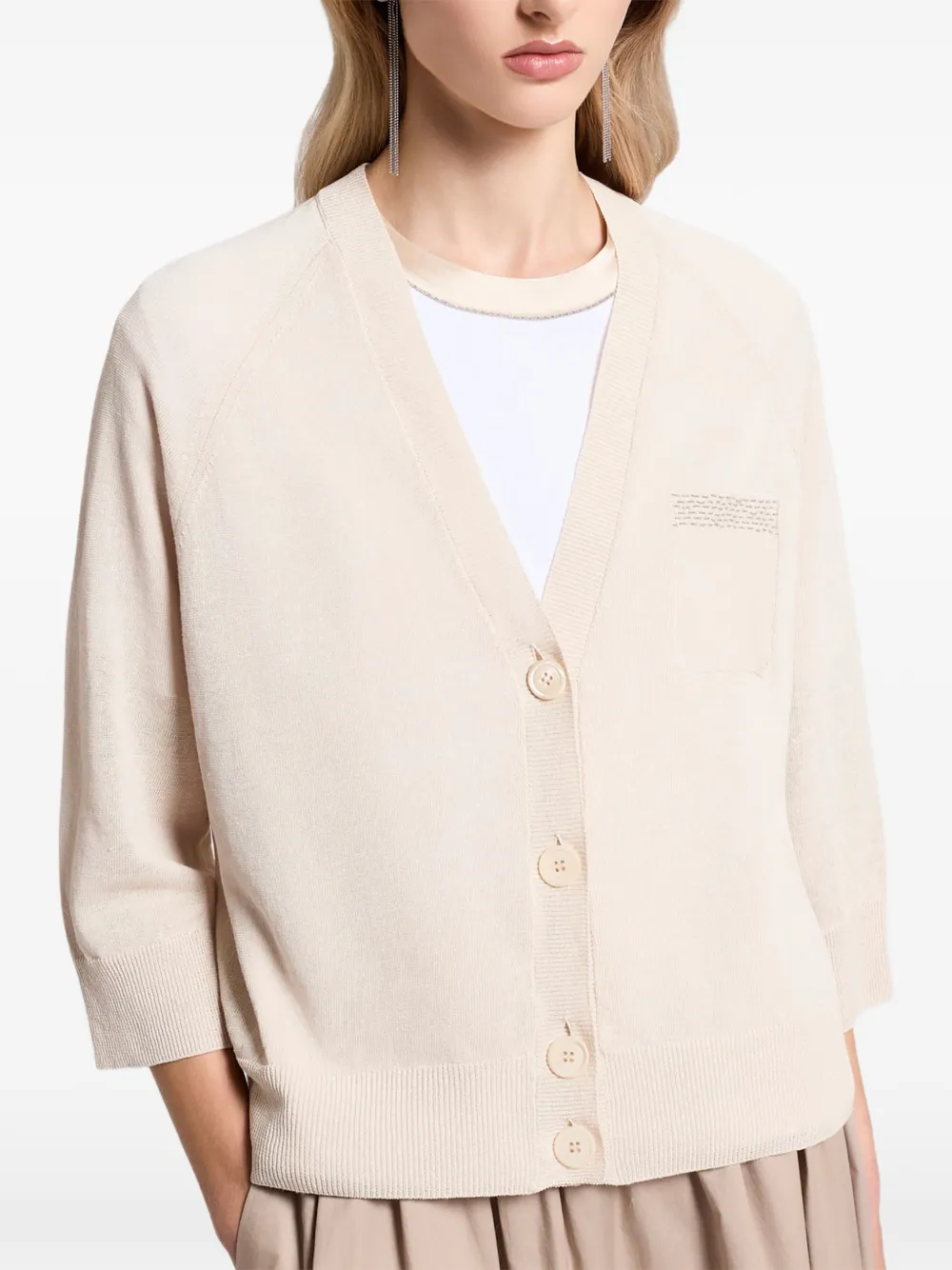Peserico button raglan sleeve cardigan - Neutrals