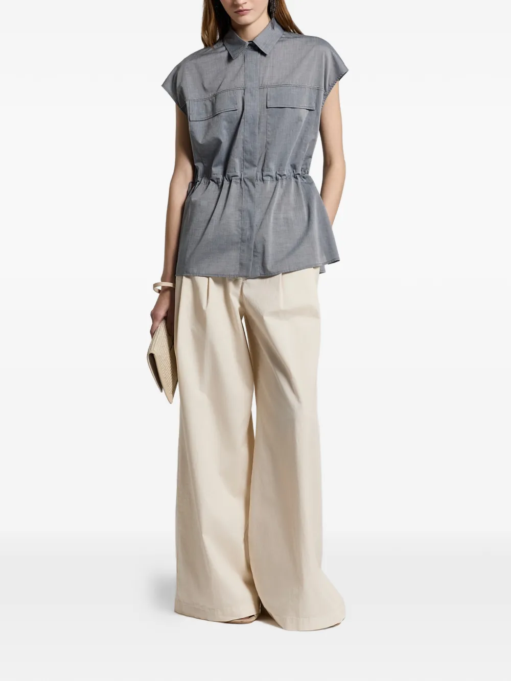 Peserico Blouse met trekkoord Blauw
