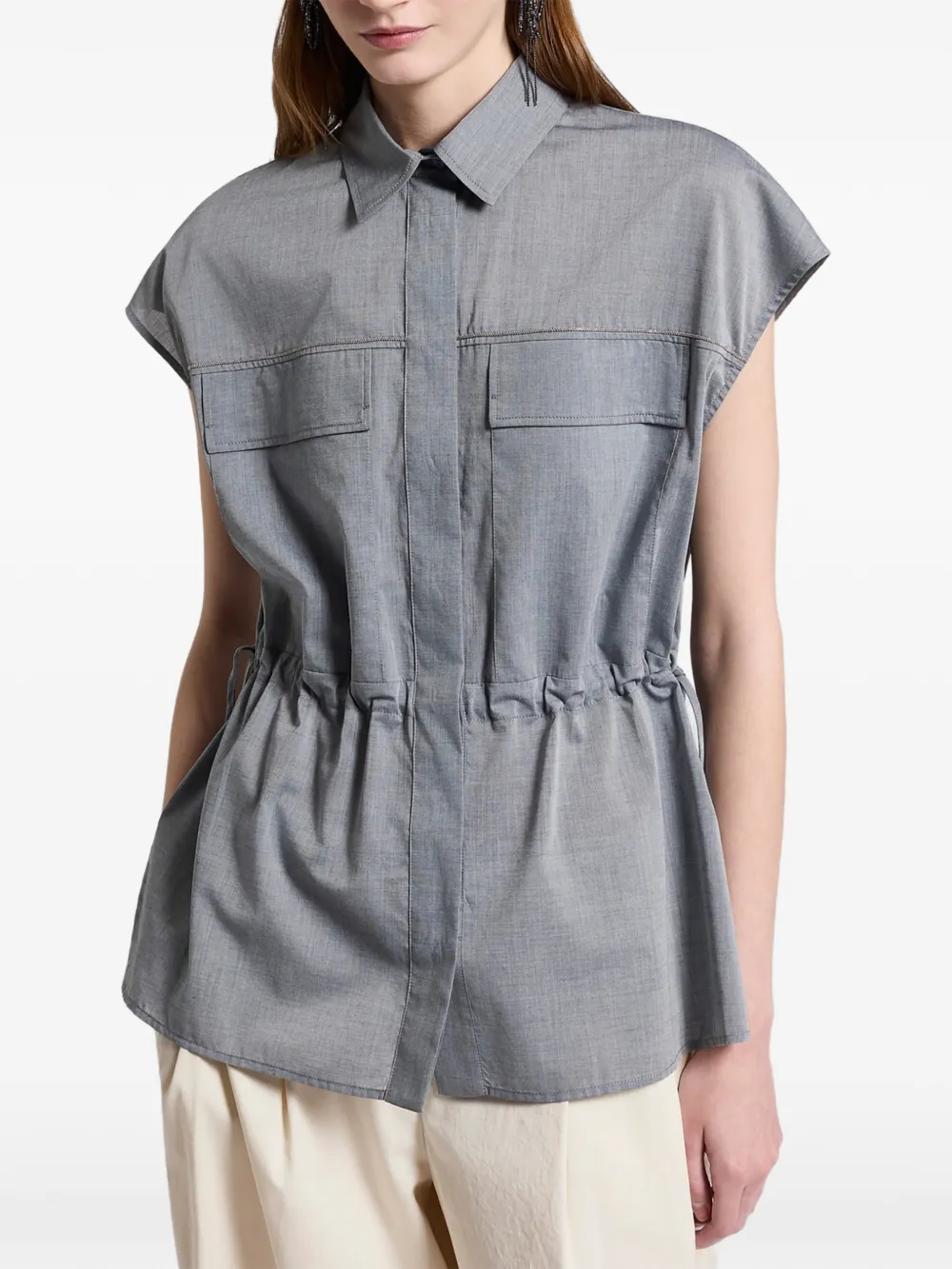 Peserico Blouse met trekkoord Blauw