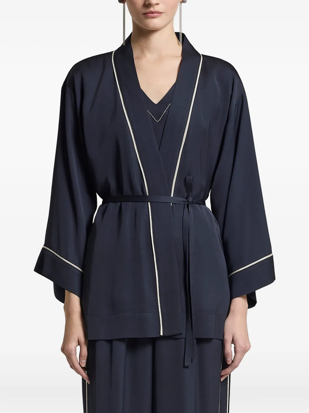 Peserico piping belted top - Blu