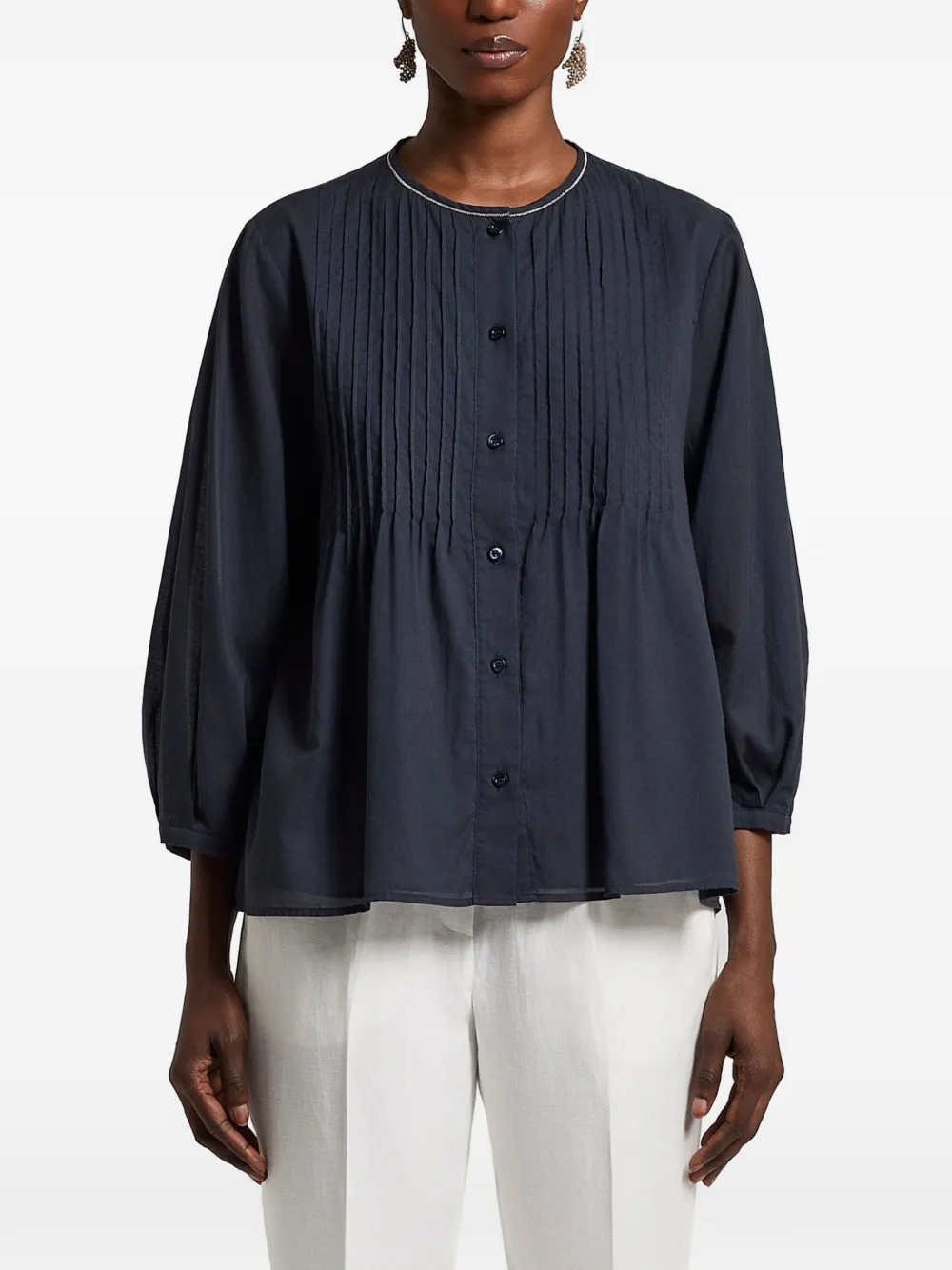 Peserico pintuck-detail blouse - Blu