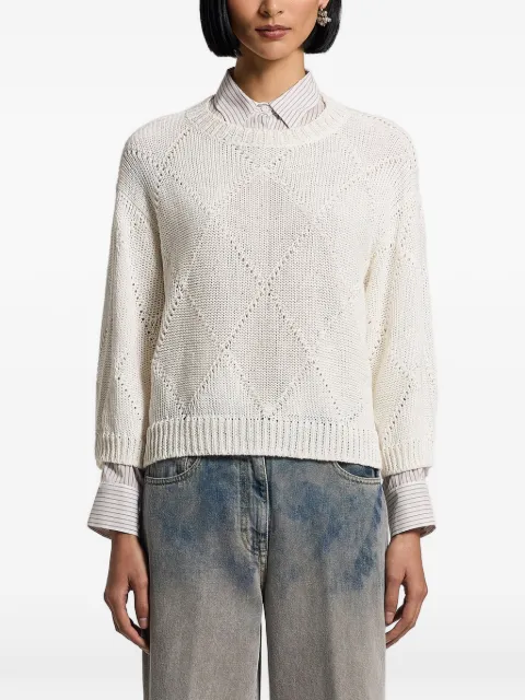 Peserico sequinned diamond-knit crew-neck sweater