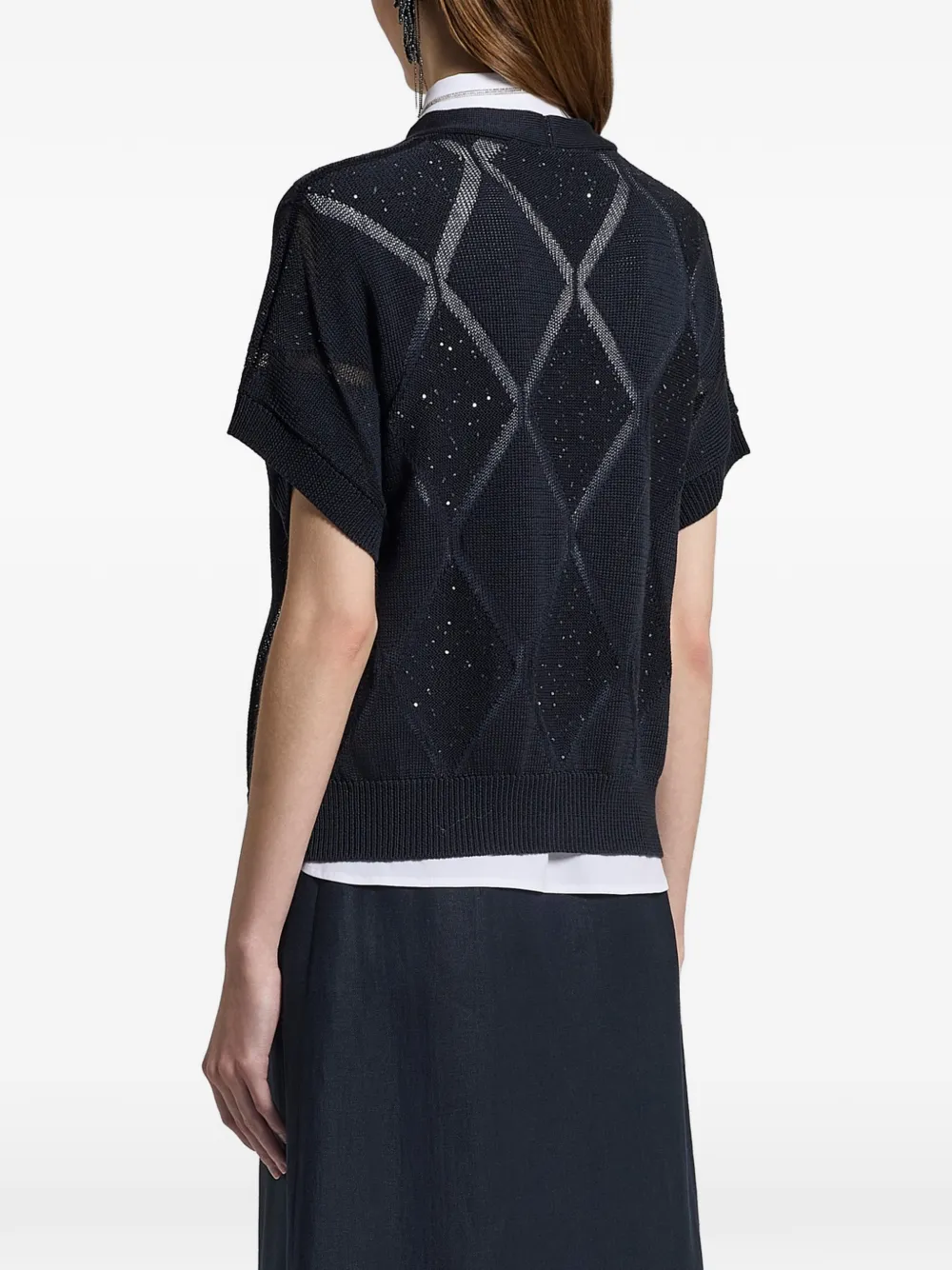 Peserico Vest met V-hals Zwart