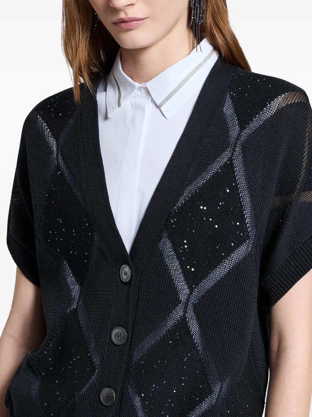 Peserico Vest met V-hals Zwart
