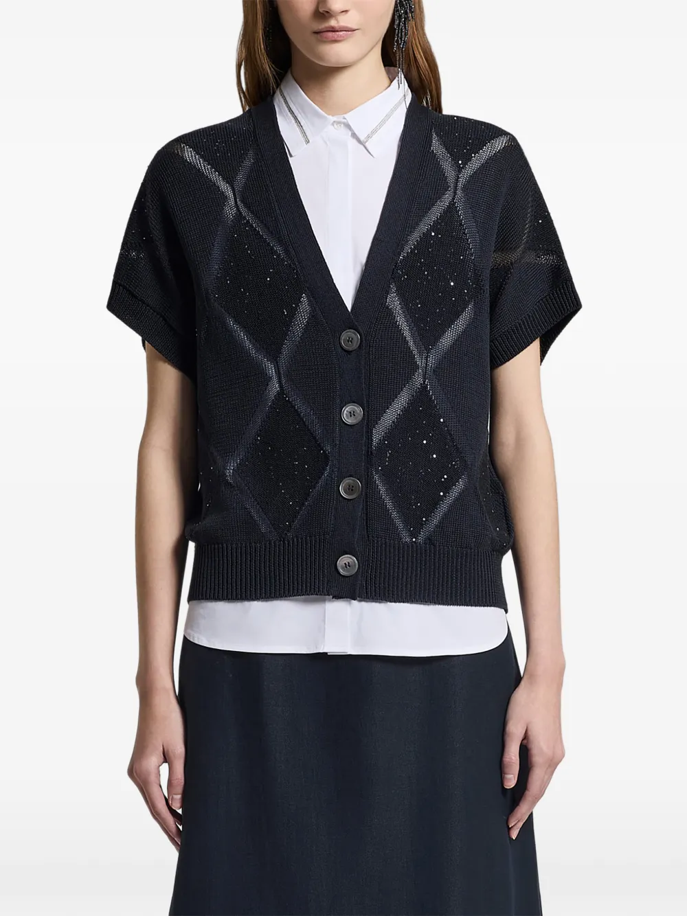 Peserico Cardigan con scollo a V - Nero