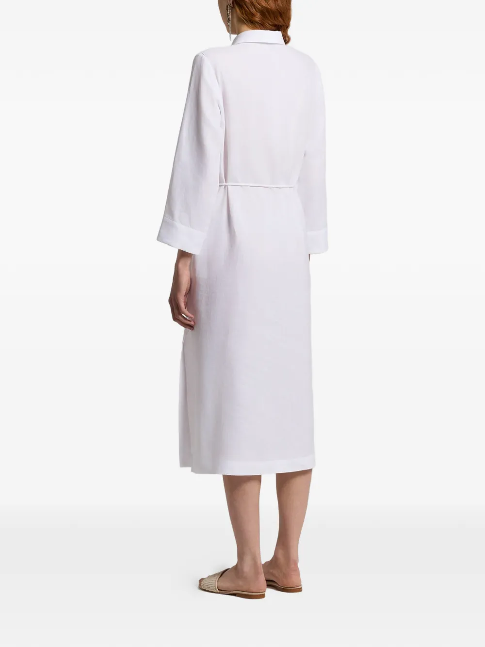 Peserico Midi-jurk met V-hals en gestrikt detail Wit
