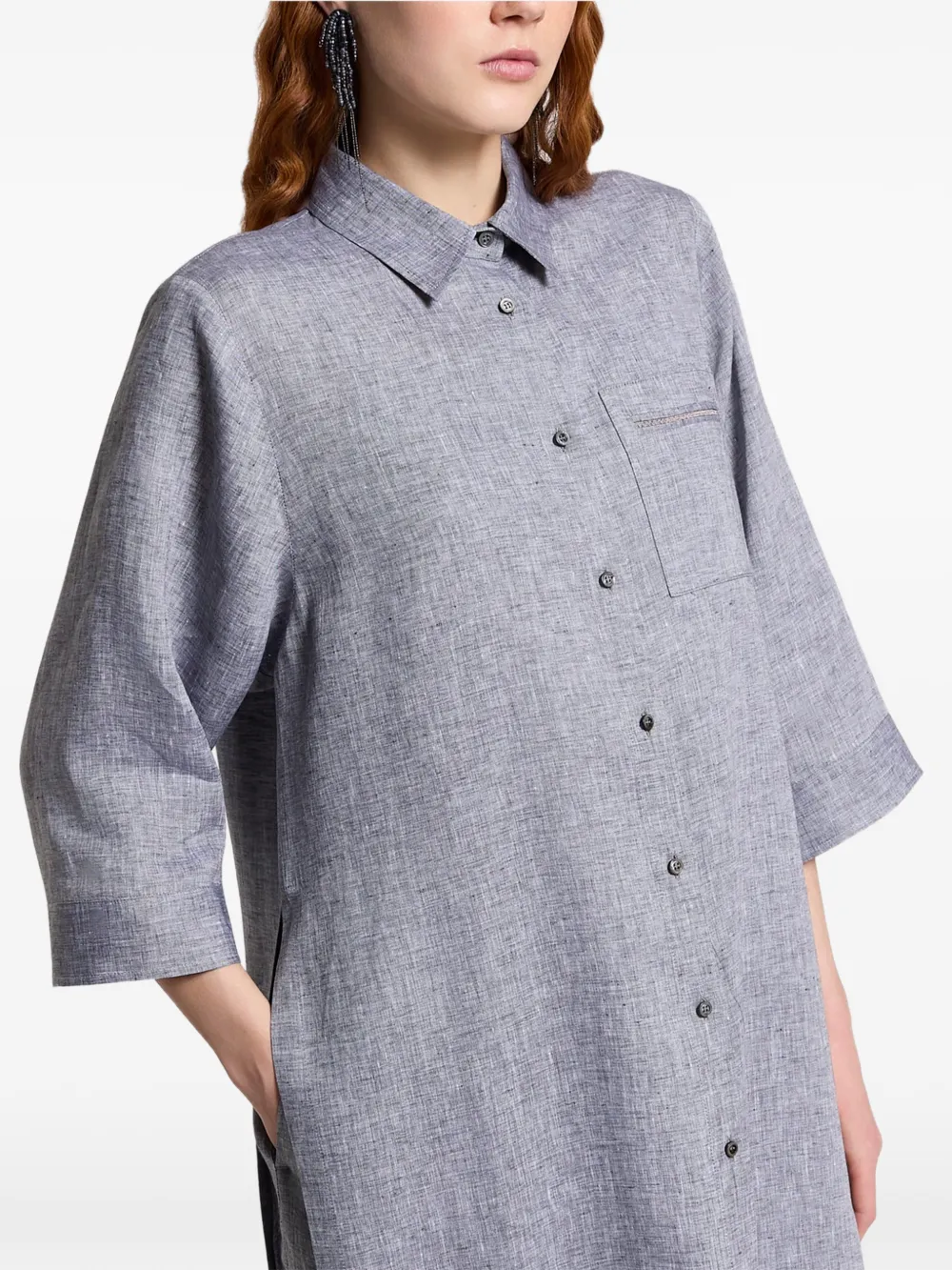  Peserico Camisa De Lino - Azul 