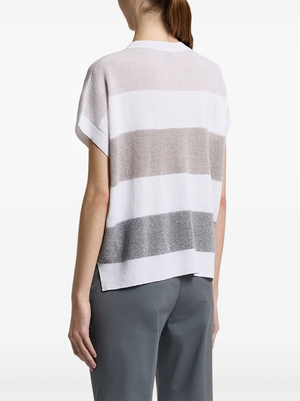 Peserico Pull Rayé - Blanc 