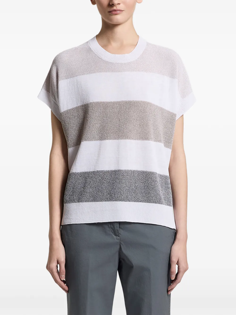 Peserico Maglione a righe - Bianco