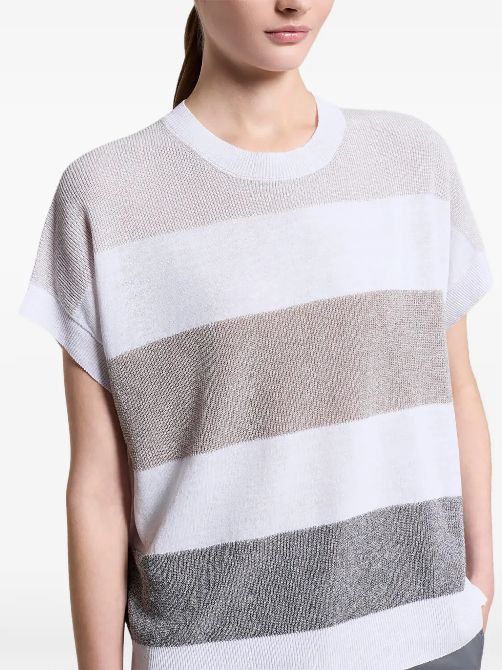 Peserico Gestreepte gebreide top Wit