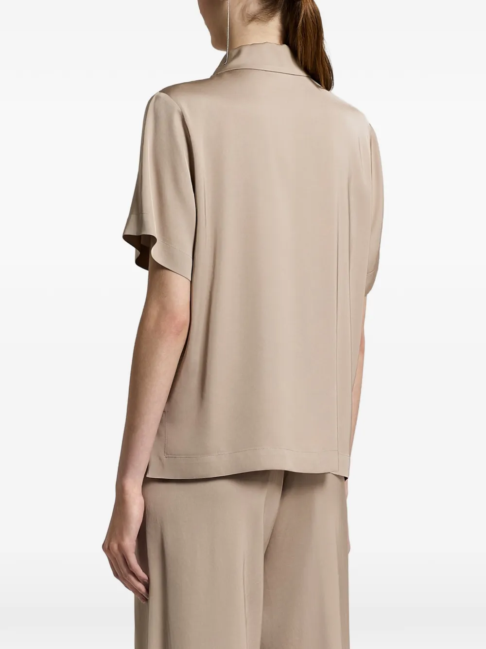 Peserico Blouse met korte mouwen en zak Beige