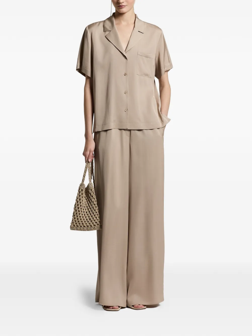 Peserico Blouse met korte mouwen en zak Beige