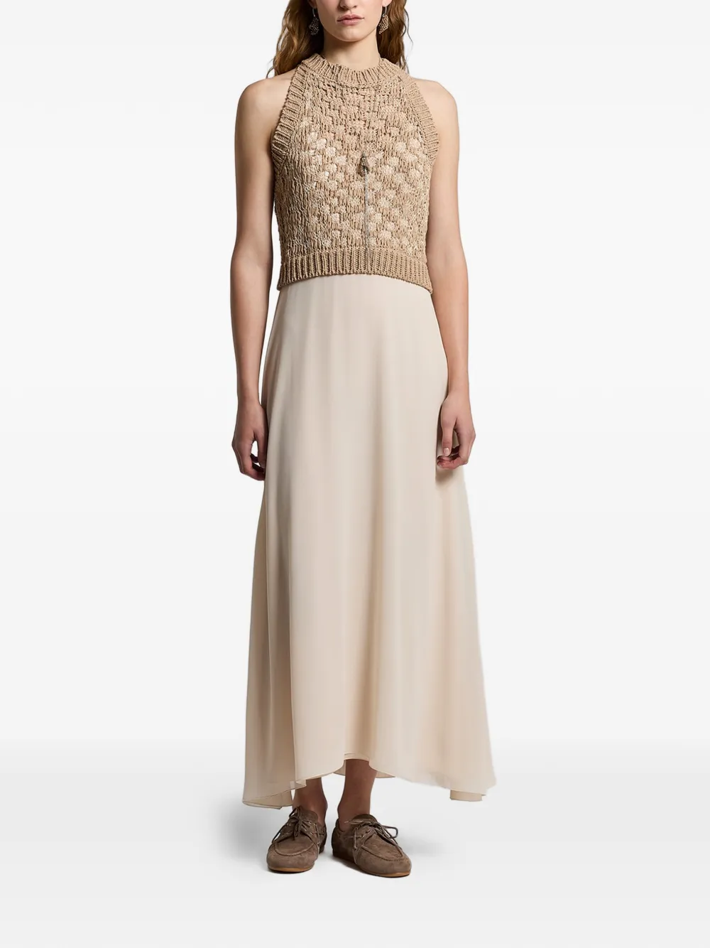 Peserico crochet midi dress - Toni neutri