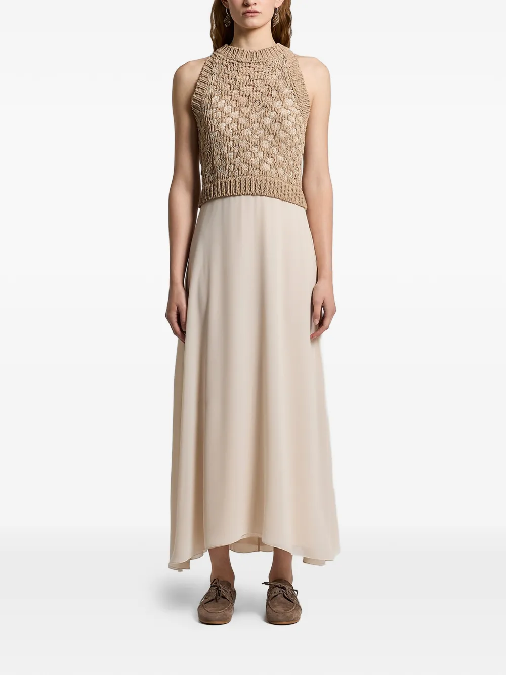 Peserico Gehaakte midi-jurk Beige