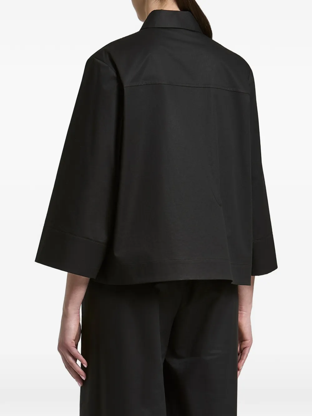Peserico Blouse met wijde mouwen en monili-kralen afwerking Zwart