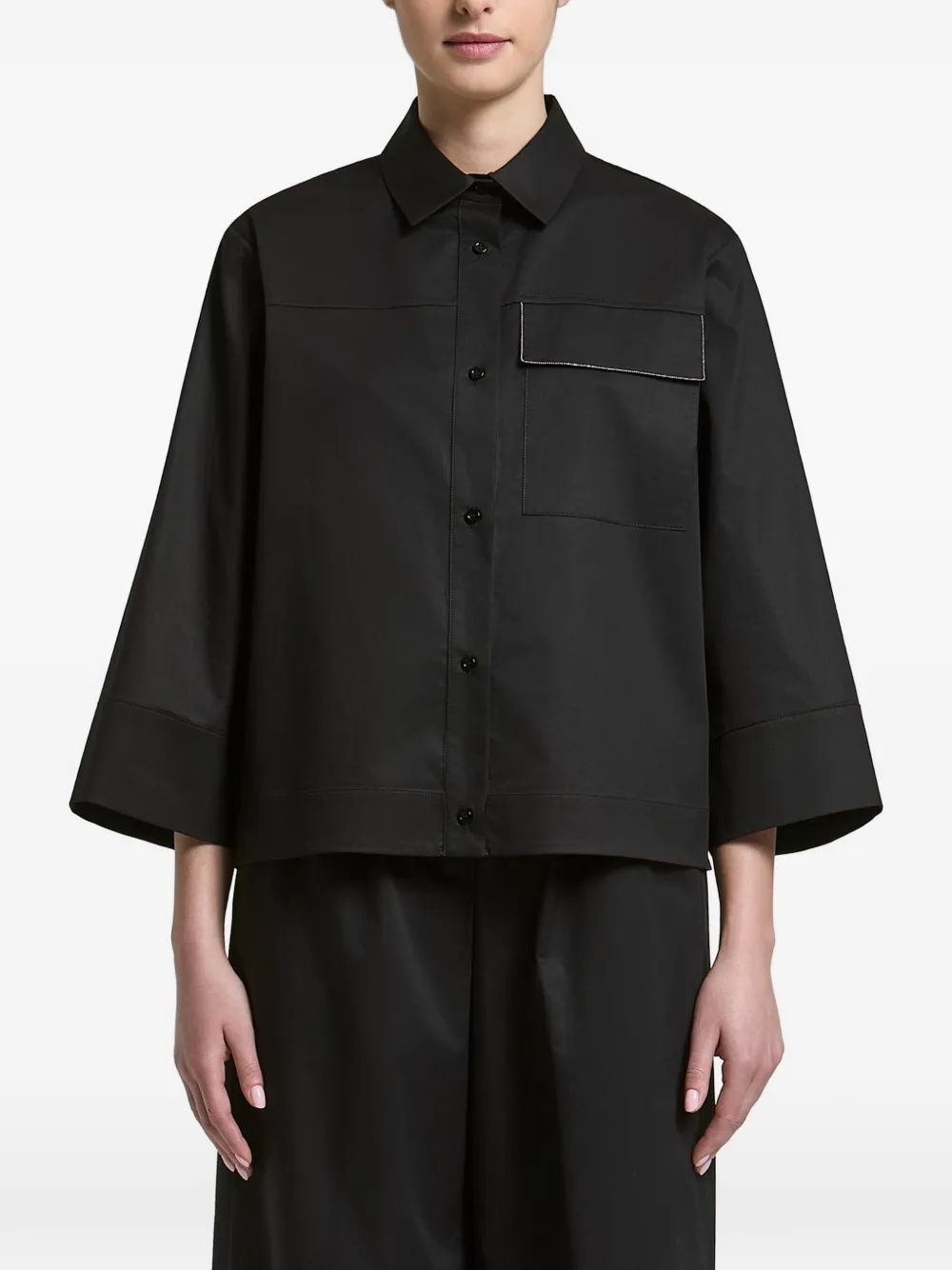 Peserico monili-trim wide-sleeve shirt - Nero