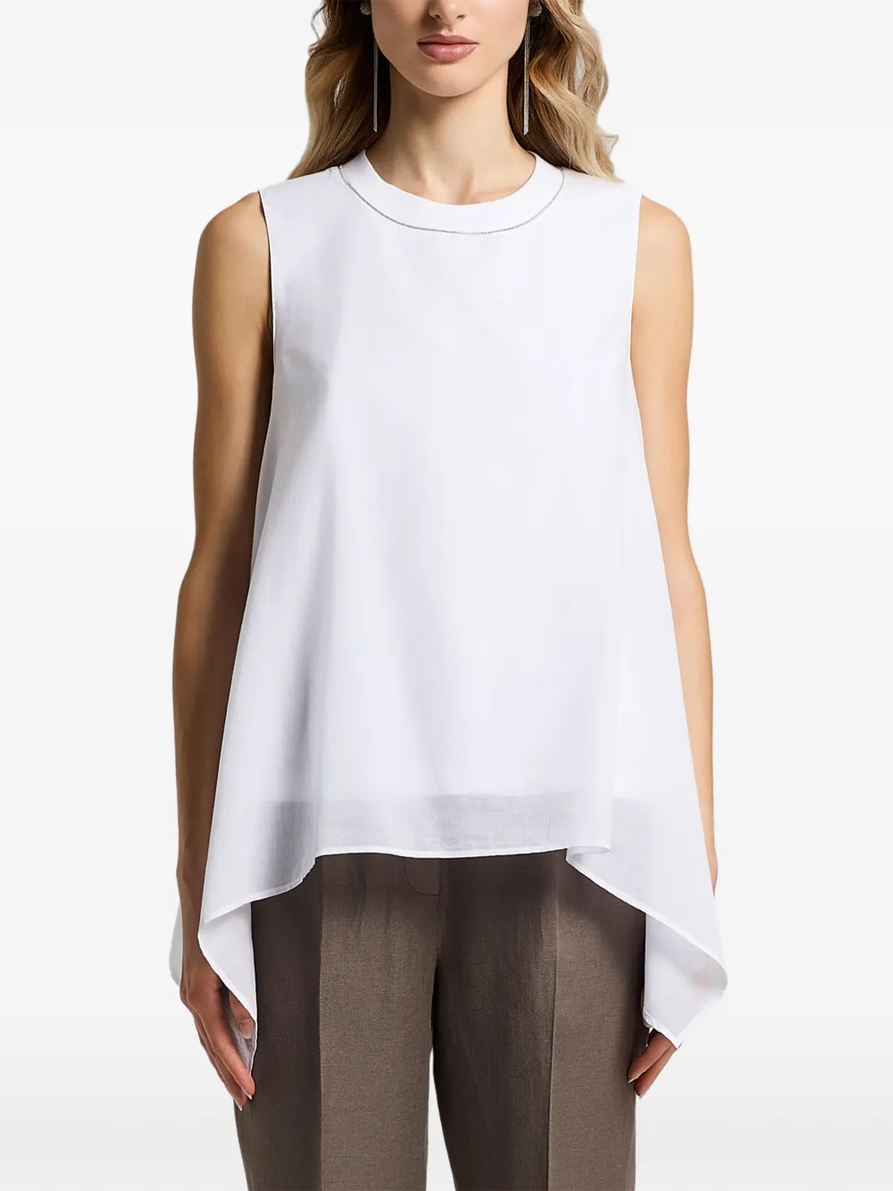 Peserico Top asimmetrico con decorazione - Bianco