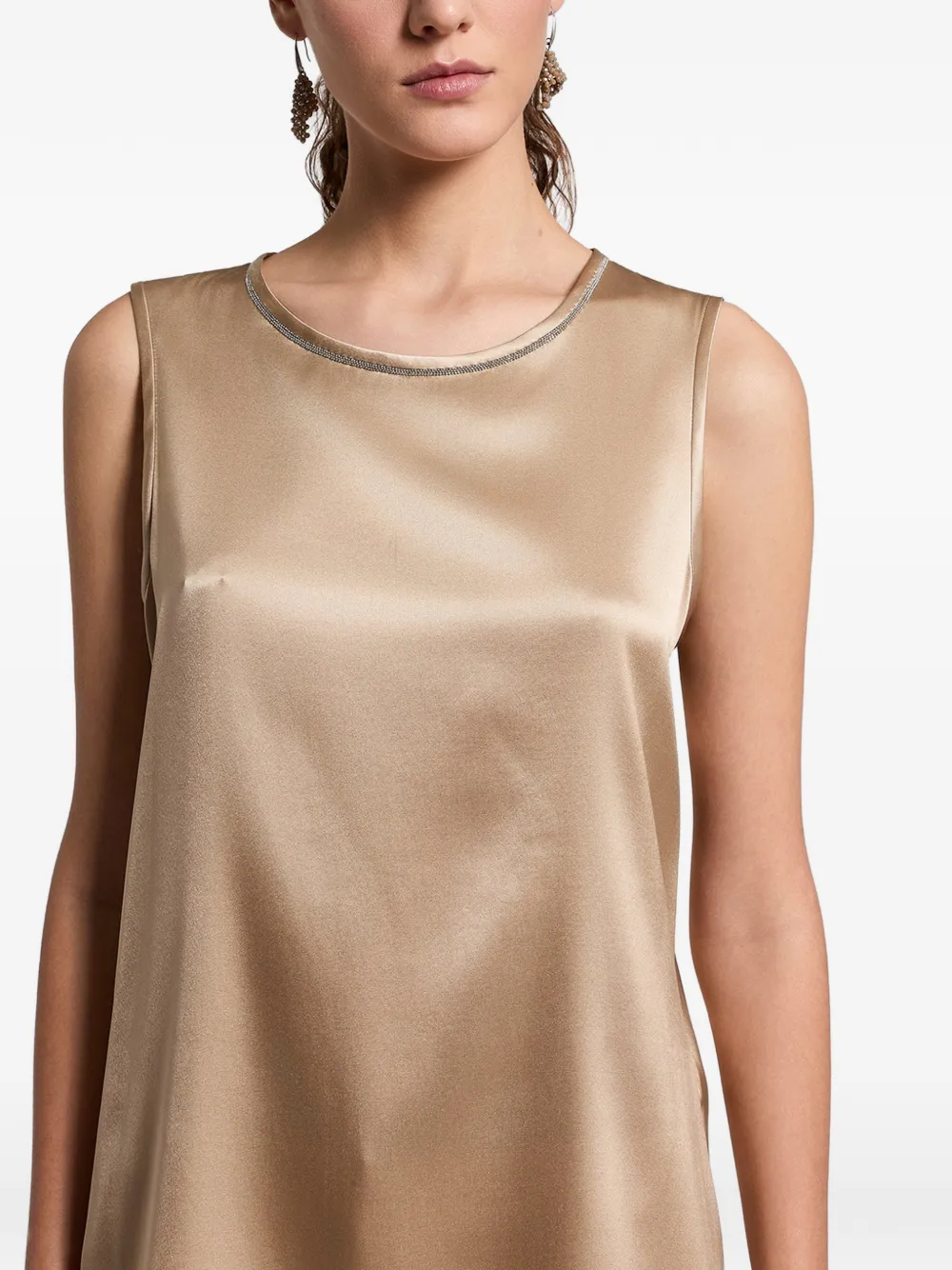 Embellished-Collar Sleeveless Top