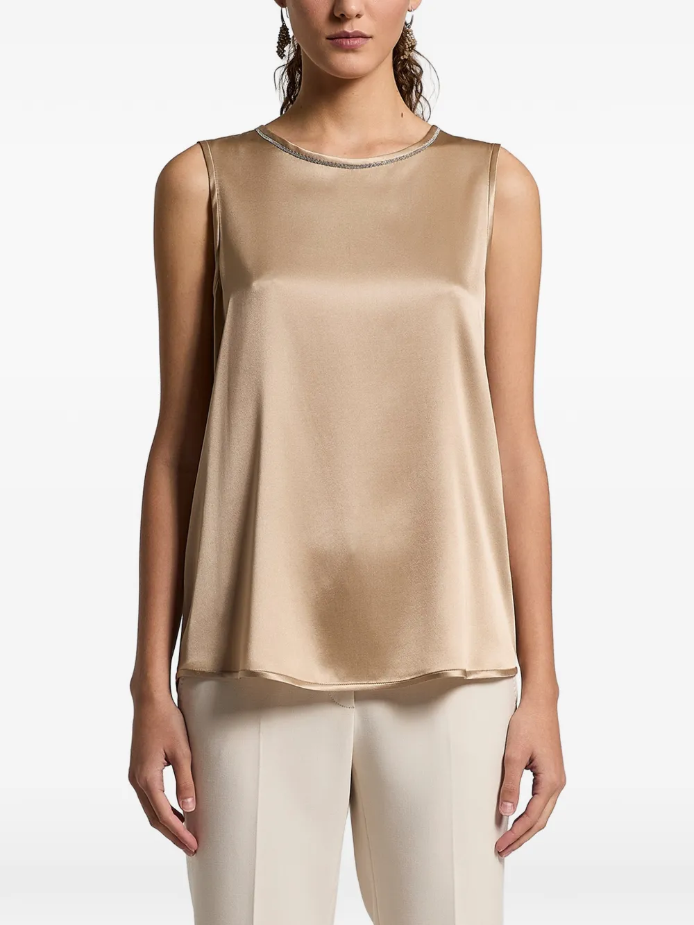 Peserico embellished-collar sleeveless top - Toni neutri