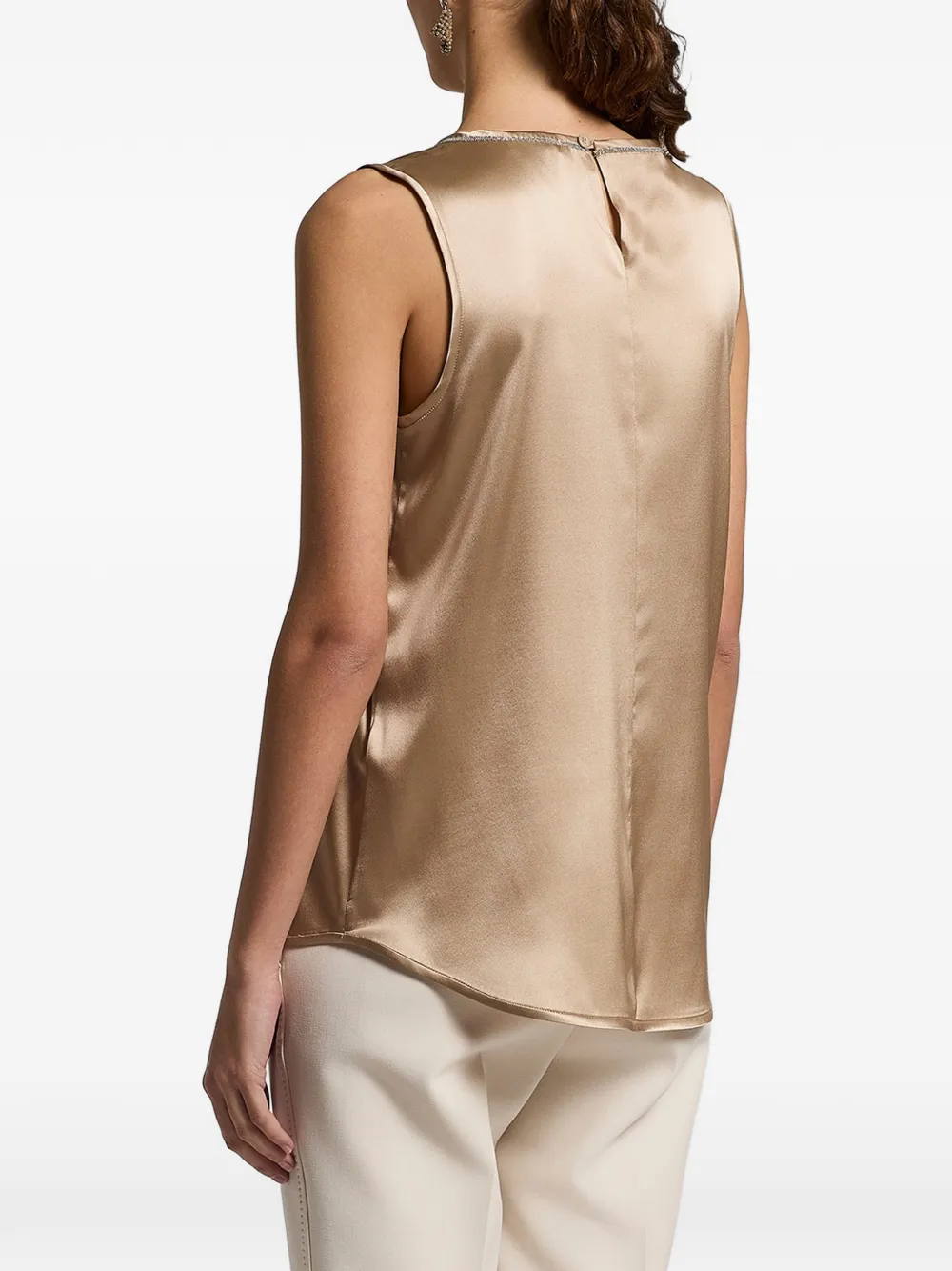 Embellished-Collar Sleeveless Top