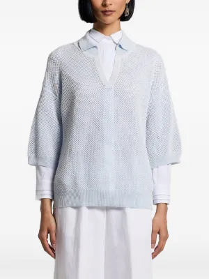 GANNI flower-knit Sweater | White | FARFETCH SG