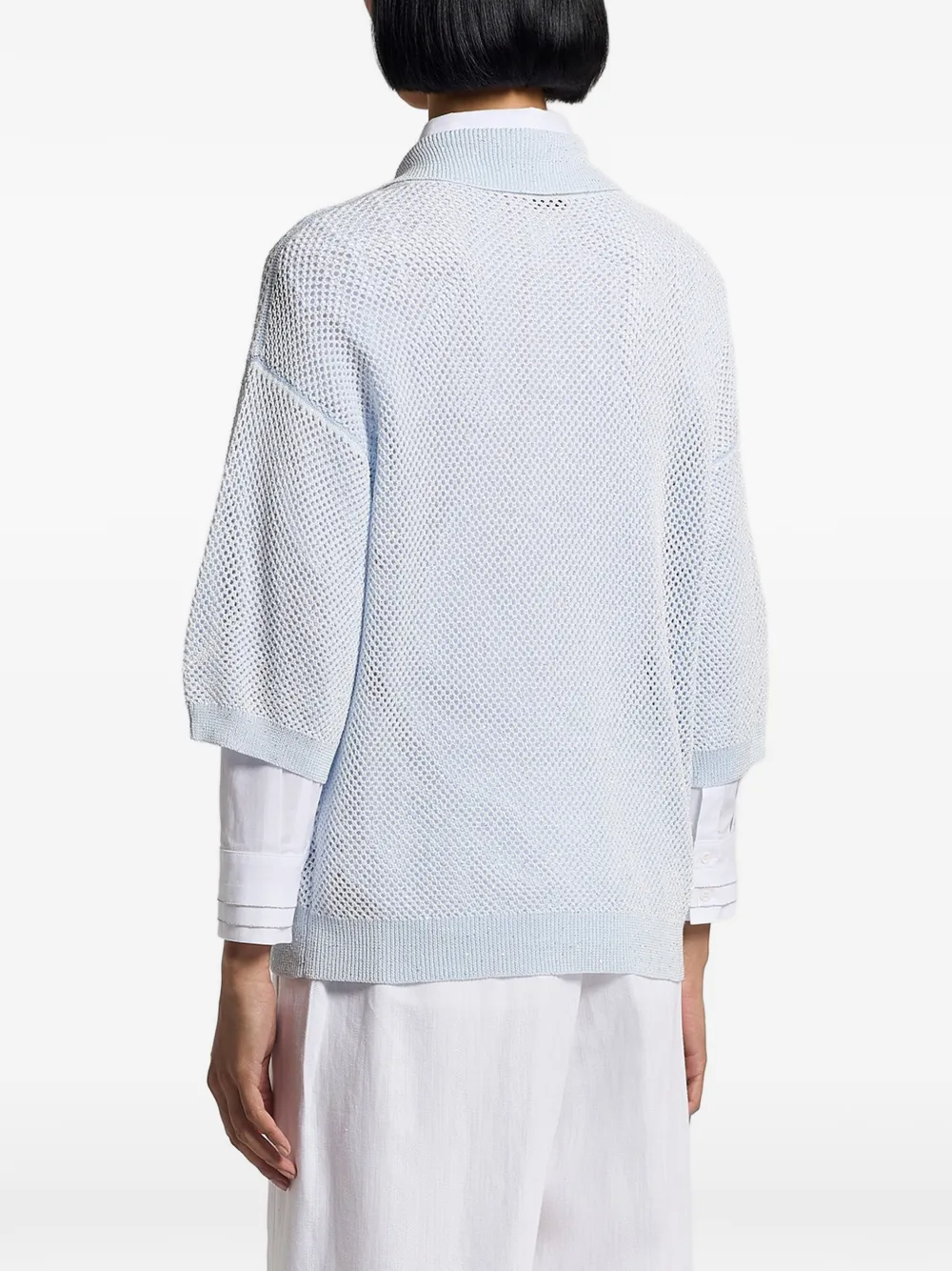 Peserico Katoenen poloshirt met pailletten Blauw