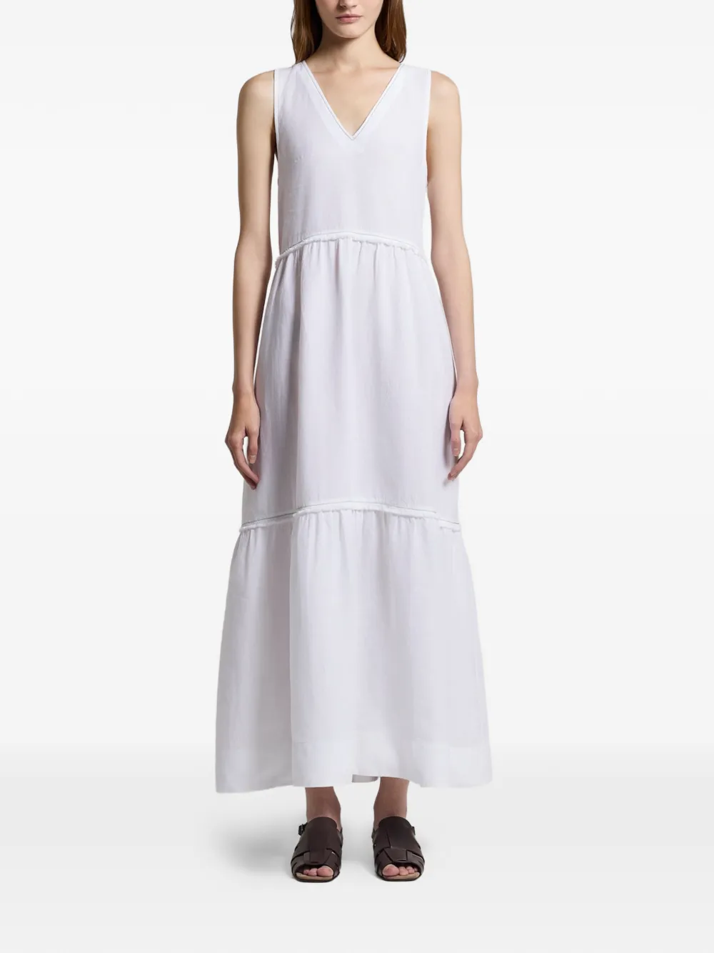 Peserico Gelaagde maxi-jurk Wit