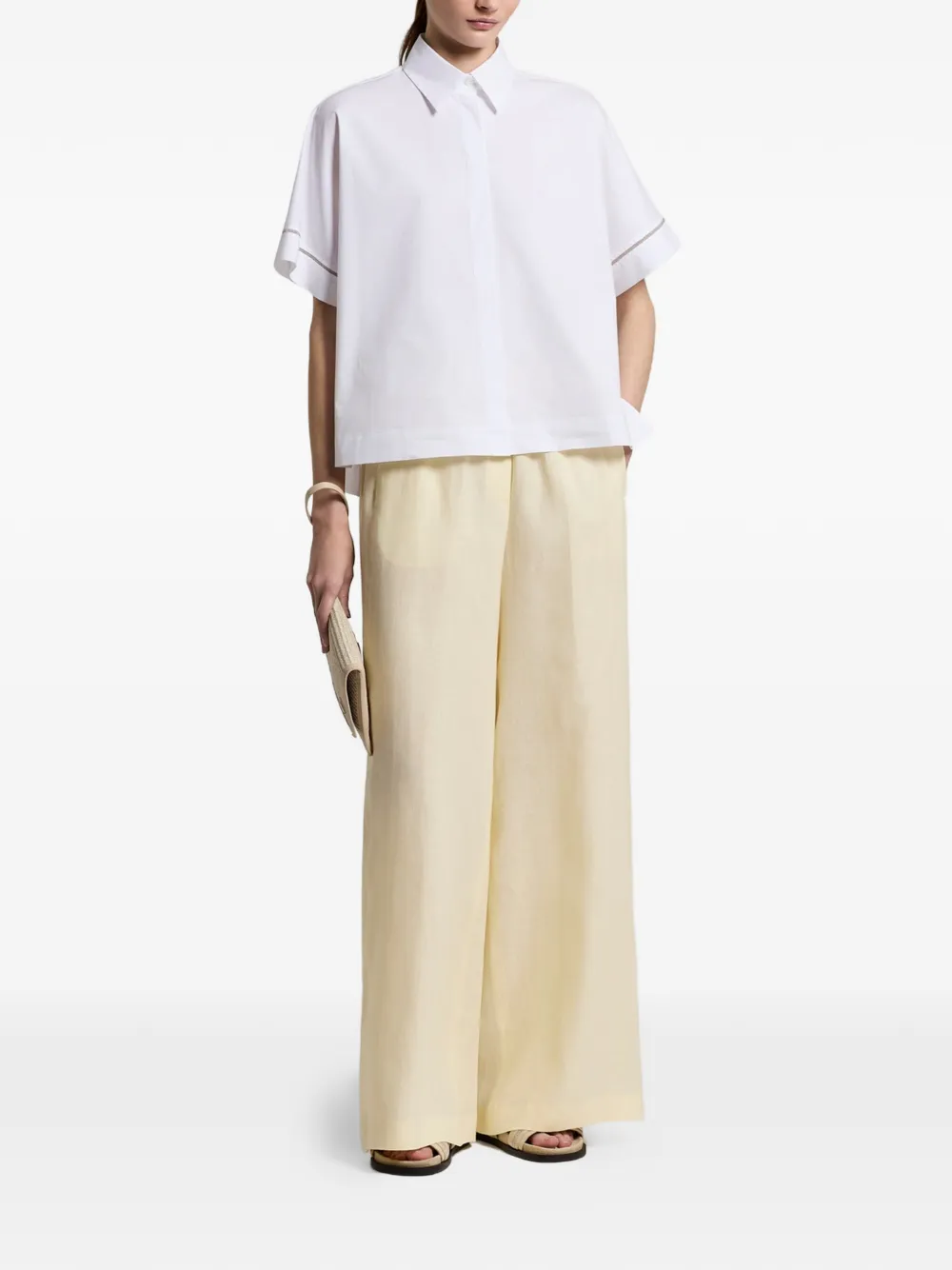  Peserico Embellished Short-sleeve Shirt - White 