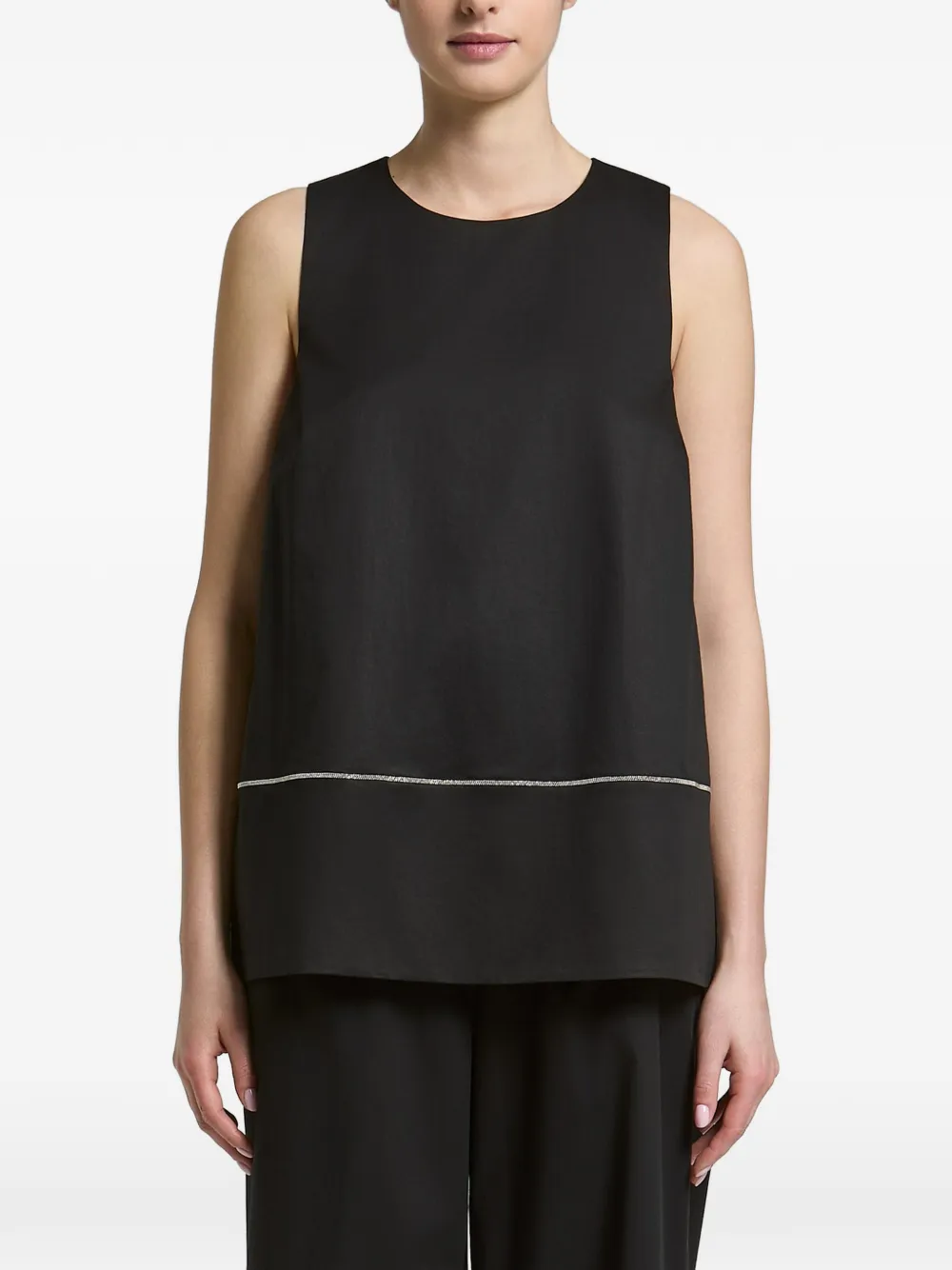 Peserico bead-trim tie-fastening top - Nero