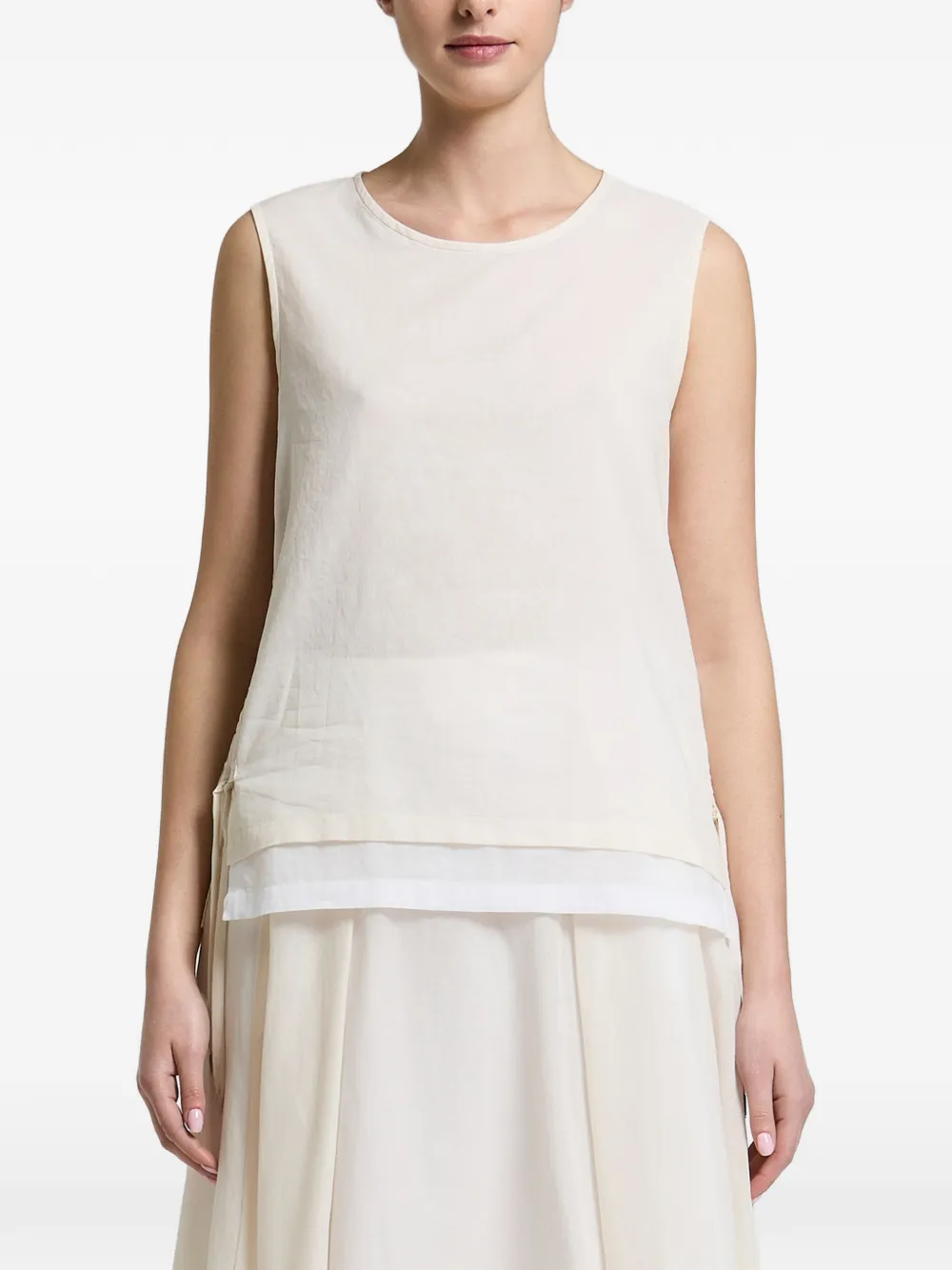 Peserico drawstring-side layered-hem top - Nude