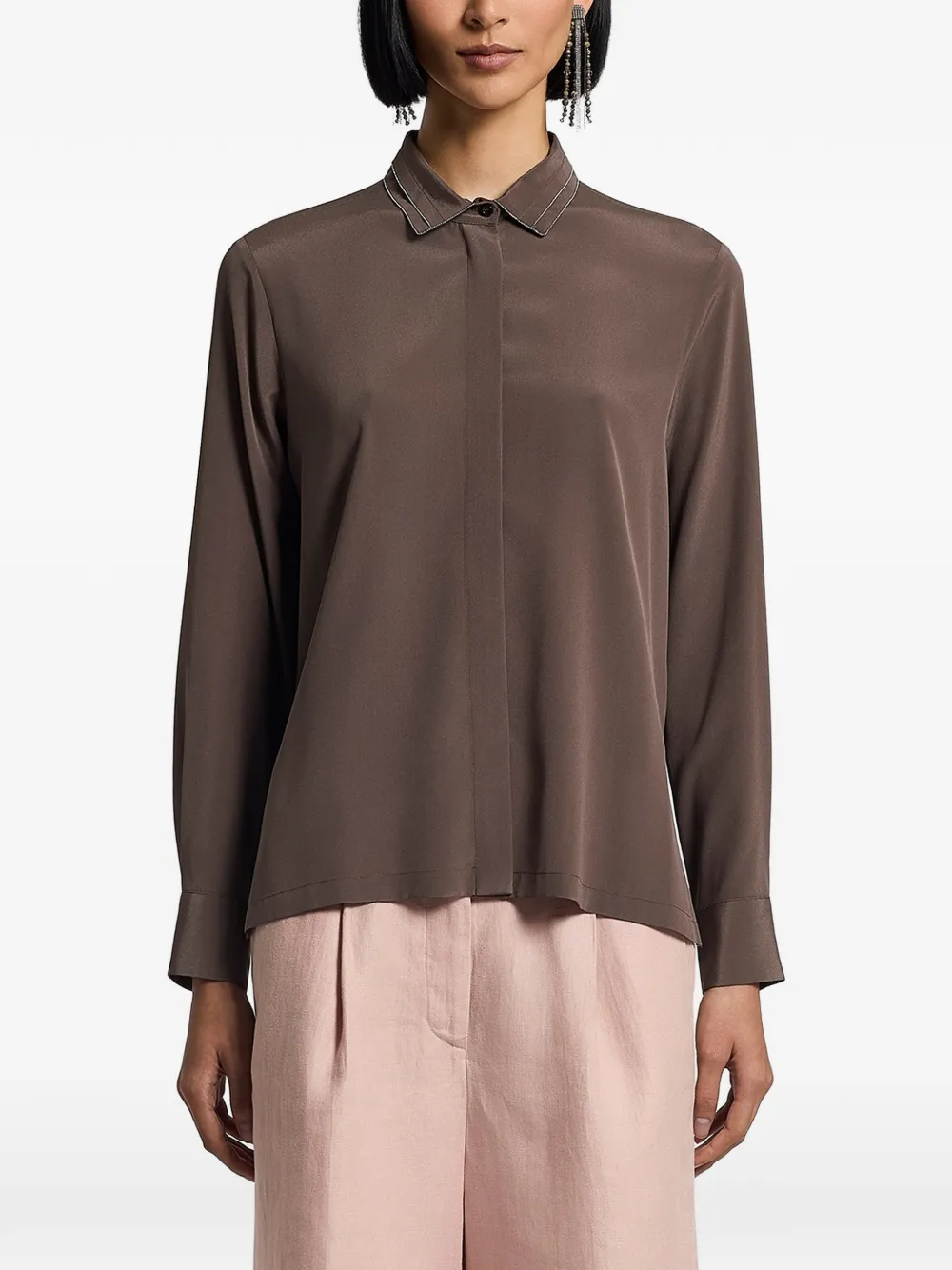 Peserico Camicia con colletto abbottonato - Marrone