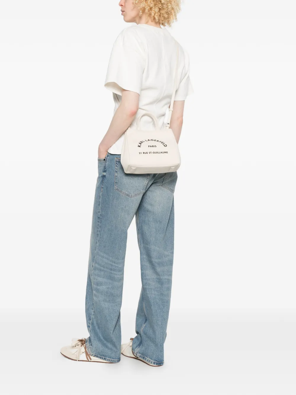 Karl Lagerfeld Kleine canvas shopper met logoprint Beige