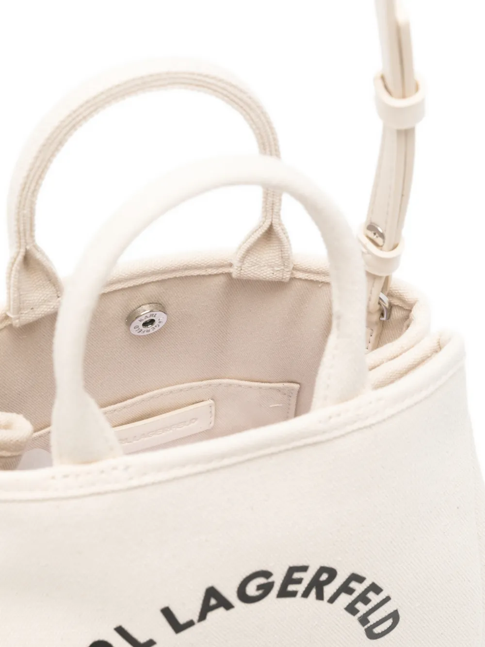 Karl Lagerfeld Kleine canvas shopper met logoprint Beige