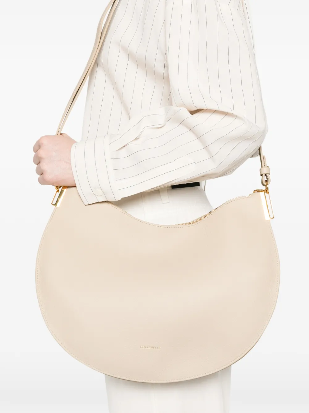 Coccinelle Grote Sunup leren shopper met rits Beige
