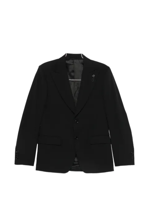 Lardini peak-lapel flower-pin blazer