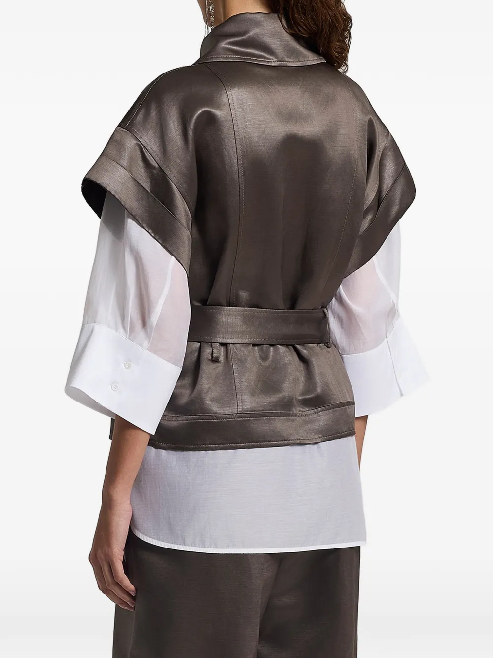  Peserico Belted Zip-up Jacket - Brown 