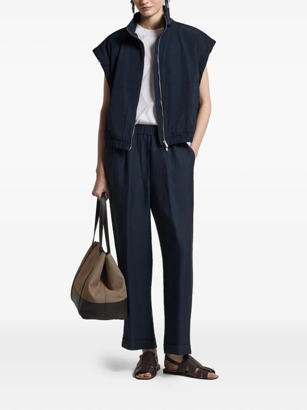  Peserico Zip-up Gilet - Blue 