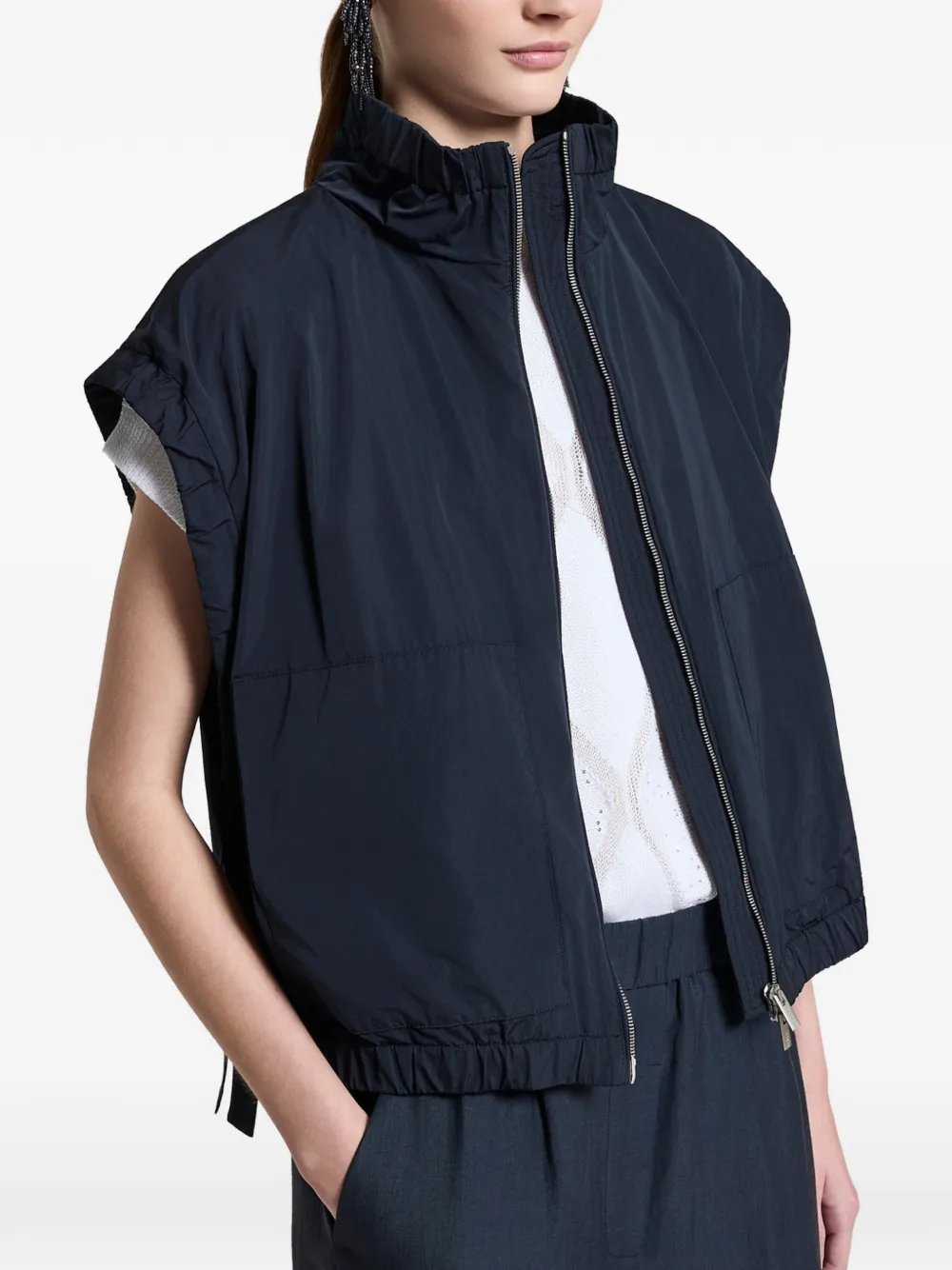  Peserico Zip-up Gilet - Blue 