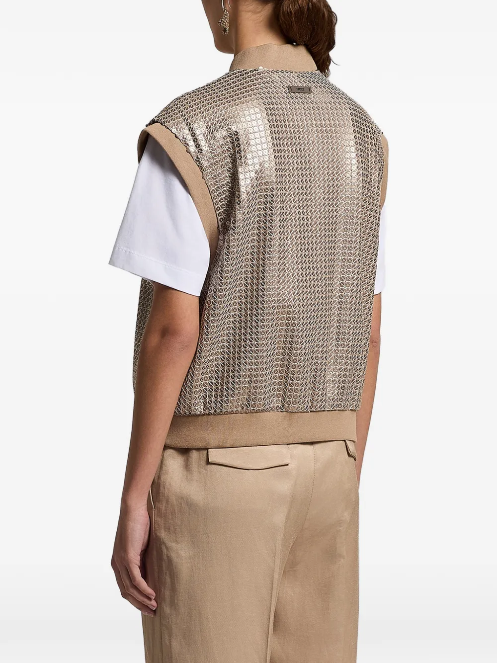 Peserico Gilet verfraaid met pailletten en rits Goud