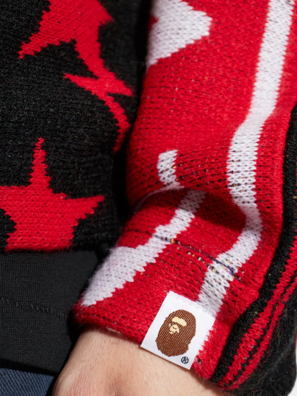 A BATHING APE Trainingsjack met sjaalpatroon Wit